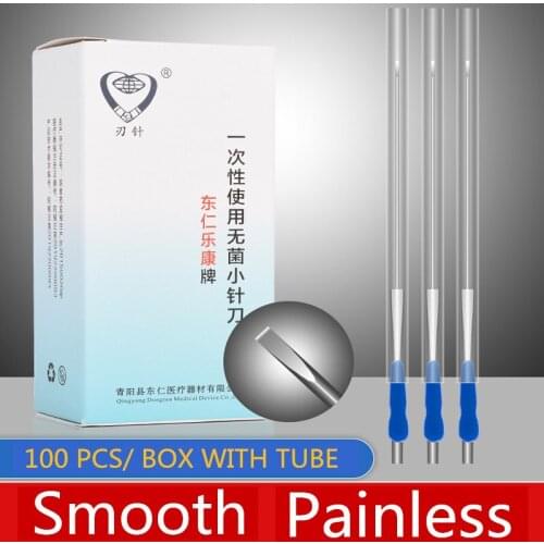 100pcs/Box Disposable Sterile Aucpuncture Knife Needle Medical Small Micro Acupotome Painless Sharp Needle Aluminum Handle