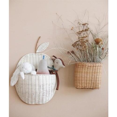 Rattan Apple/Pear Shape Storage Basket Handmade Fruit Organizer Wicker Organizer Baby Room Nursery Decoration