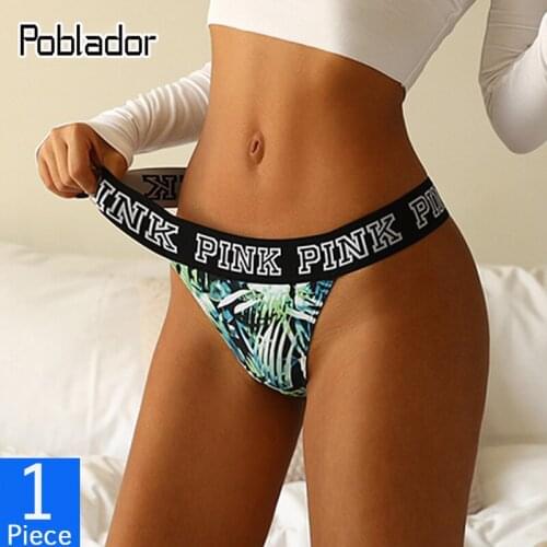 Poblador PINK Letter Sexy Womens Panties Underwear Seamless Sport Thongs Low Rise Female Fashion G-String Comfort Lady Lingerie