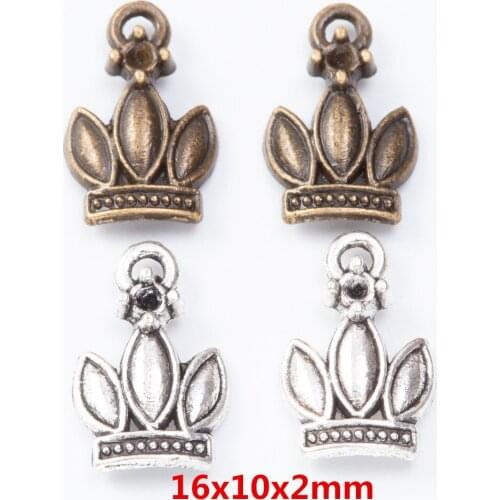 100 pieces of retro metal zinc alloy Crown pendant for DIY handmade jewelry necklace making 7353B