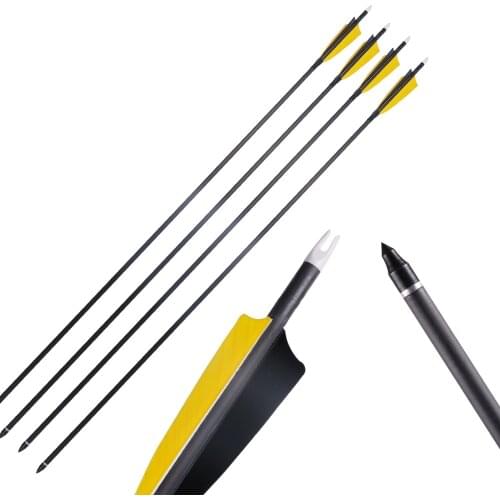Toparchery Archery 33.5 Inch Pure Carbon Arrow Spine400 for Compound Recurve Straight Bow Hunting Detachable Arrow