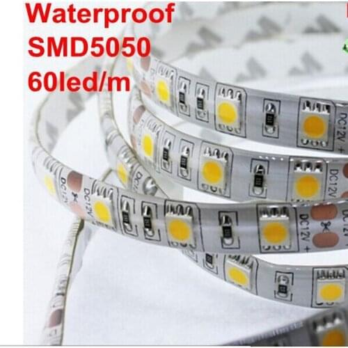 DC12V IP65 Waterproof Flexible Light LED Strip 5050 White/Warm White/Blue/Green/Red/Yellow/RGB color 60LED/m Good quality