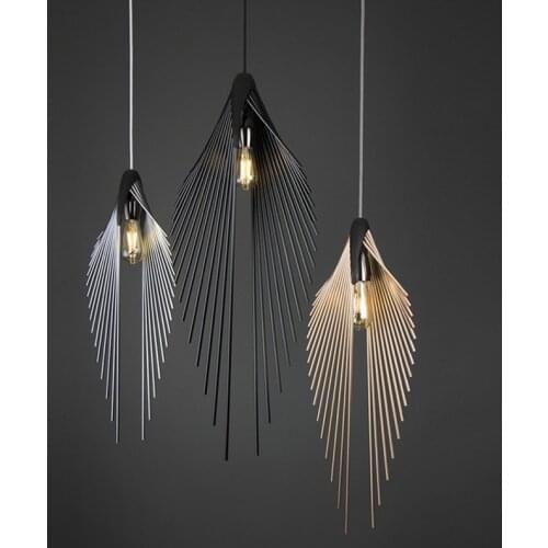Retro Iron Birds wing Pendant lights Soft decoration Model room Restaurant Hanging lamps Staircase Bedroom Bar Suspension lumin