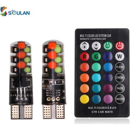 2pcs T10 W5W Car Led Lights Strobe Lamps 194 168 For Auto Clearance Lamps Motorcycle Signal Lighting Warning Light RGB 12V Diode