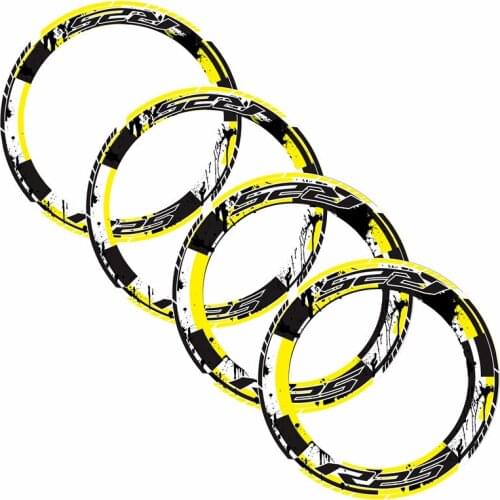 4 X Motorcycle Full tire coverage Thick Edge Outer Rim Sticker moto reflective Decorative Stripe Wheel Decals For YAMAHA R25
