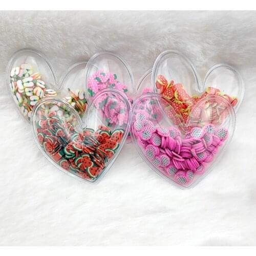 60pcs/lot 5*4.5cm Multi fruit Transparent heart Flowing Patches Appliques for DIY Children Hair Clip Accessories
