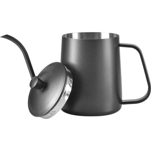 600ml Stainless Steel Black Hand Punch Pot Coffee Pots with Lid Drip Gooseneck Spout Long Mouth Coffee Kettle Teapot Special Pot
