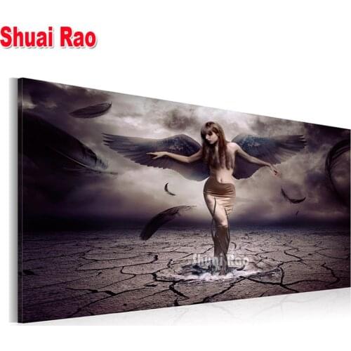 3d Diy Diamond Painting darkness Girl angel,Diamond Embroidery Full Square/Round Diamond Mosaic Fantasy Woman New Gift