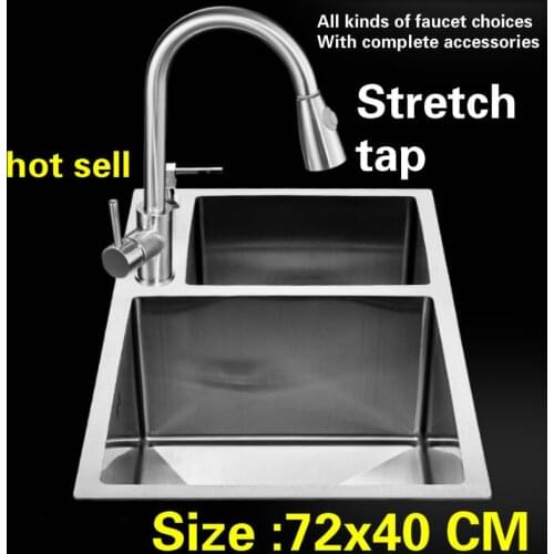 Free shipping Kitchen sink standard stretch tap durable manual food grade stainless steel hot sell 720x400 MM