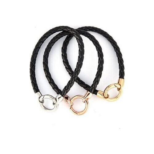 New Arrival My Coin 20cm Single round Leather Warp Black Weave Bracelet Bangle for Coin Pendant Necklace 10pcs/lot