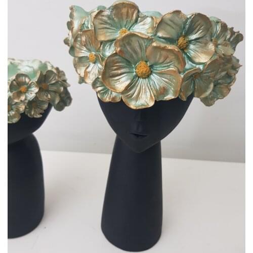 EU HOME DECORATION AROSE 2Lİ BAŞI FLOWERING FLOWERPOT HOME OFFICE DECOR