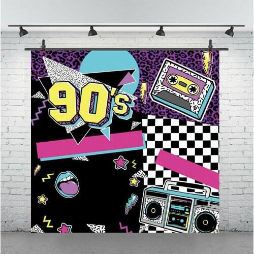 Back To 90s Party Photography Backdrop Hip Hop Music Retro Style Photo Studio Background Decor Banner Prop