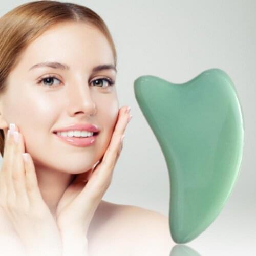 Guasha Stone Heart-Shaped Prevent Wrinkle Green Relax Muscle Guasha Scraper Stone for Unisex