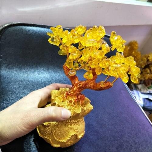 Stones and crystals citrine quartz crystal gem money tree for holiday gift money wealth bay