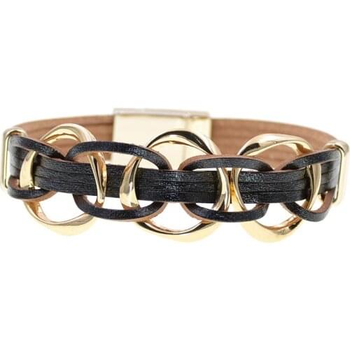 Leather bracelets for women metal charm Bracelets & Bangles Multilayer Wrap Wide Bracelet Couple gifts Femme Jewelry