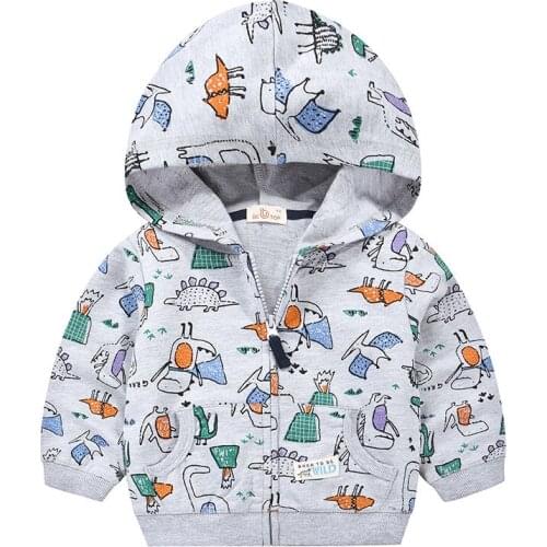 Girl Coats Kids Long Sleeved Cartoon Zipper Jacket Chidlren Apring Autumn Full-print Boys Sweaters Dinosaur Hoodie Casual Jacket