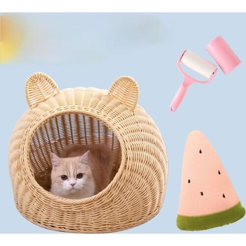 TT Cat Nest Rattan Summer Cool Kennel Four Seasons Universal House Closed Tent Pet Supplies