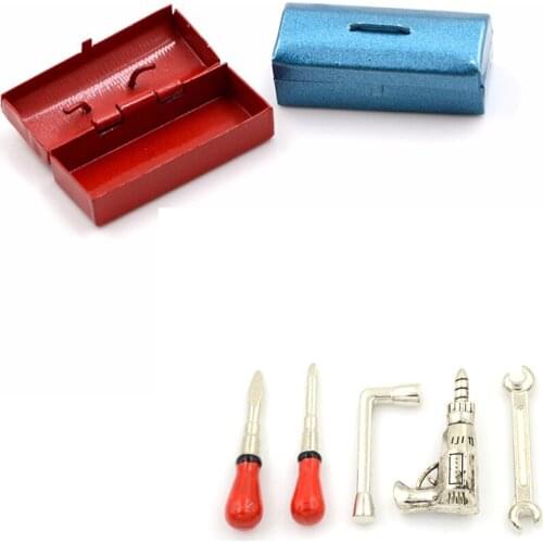 1/12 Dollhouse Miniature Accessories Mini Alloy Repair Tools Simulation Toolbox Model Toys for Doll House Decoration