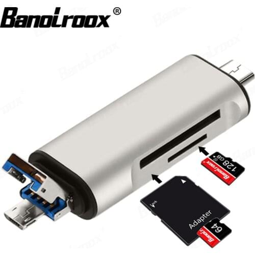 Multi-function MINI USB 2.0 +OTG+Type-C card reader usb Micro SD Memory card reader Micro SD/SDXC TF Adapter For PC/Phones