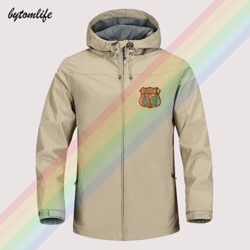 2021 Popular Classic Route 66 Logo Autumn Winter Sailing Hiking Outdoor Hooded Windproof Jacket Men Top Quality Soft Asian Size
