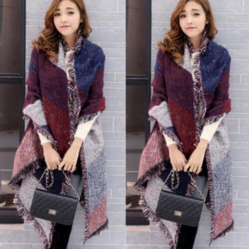NEW Women Long Cashmere Winter Wool Blend Soft Warm Scarf Wrap Shawl Plaid Scarf