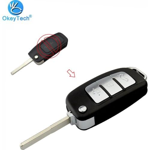OkeyTech 3 Button Flip Folding Modified Uncut HU101 Blade Car Key Shell Cover Case Fob for Ford Focus Fiesta Max Ka S-MAX Chave