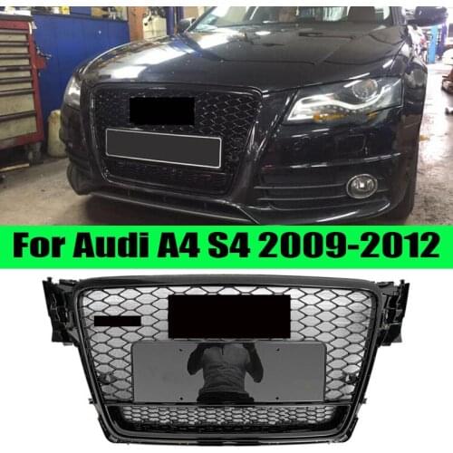 FRONT MESH RS4 STYLE BUMPER HOOD HEX GRILLE BLACK FOR AUDI A4/S4 B8 8T 2009 2010 2011 2012