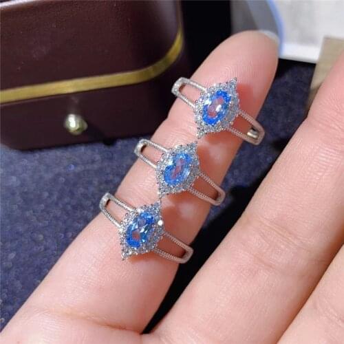 Natural Topaz Ring 925 Silver Womens Ring Luxury Atmosphere Fashion All-match