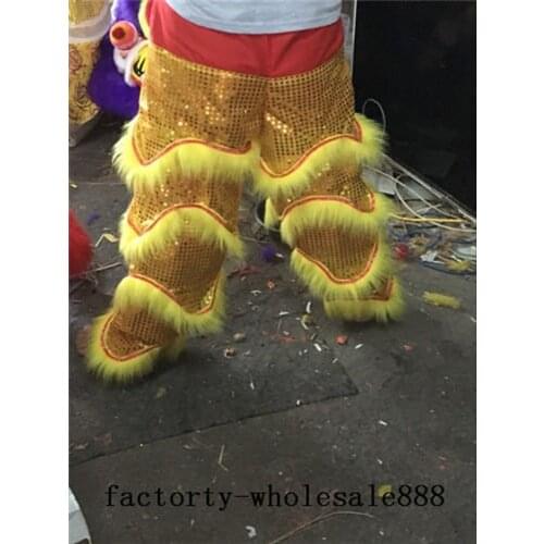 Advertising Cosplay Chinese Folk art yellow Lion Dance Mascot Costume Suits Cosplay Party Game Dress Outfits Clothing Carnival