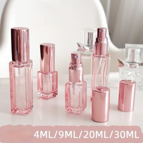 Pink Spray Bottle 4ml 9ml 20ml 30ml Perfume Disinfectant Fluid Empty Container Travel Spray Bottle Atomizer Glass Bottle