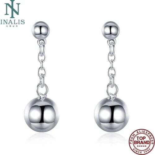 INALIS Ball 10M Buddha Beads Drop Earrings For Women Simple White Female Copper Earring Anniversary Fashion Jewelry Recommend