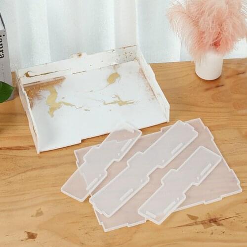 Silicone Desktop Storage Box Mold Clear Notebook Resin Epoxy Stationery Box Mould Art Craft Makeup Organizer Jewelry Storage
