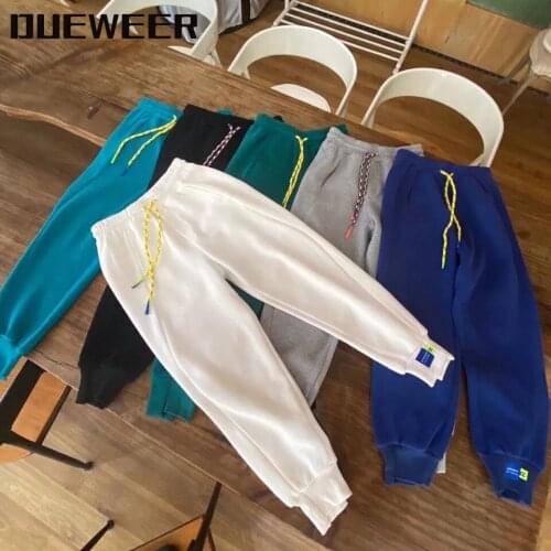 DUEWEER Sweatpants Mens Spring And Summer Loose Ribbons Wild Sports Fashion Knitted Trousers Casual Harem Pants