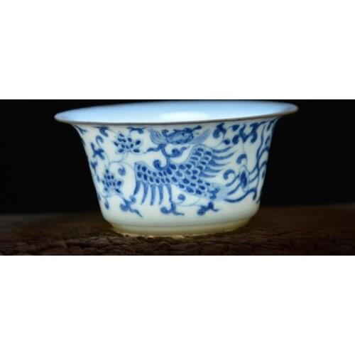 Antique MingDynasty(Chenghua)porcelain cup,Phoenix,Thin wall,Hand-painted crafts,Collection&Adornment,Free shipping