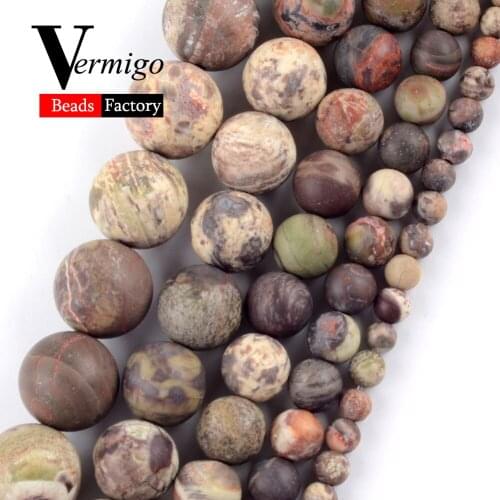 Dull Polished Flower Jaspers Gem Beads Natural Stone For Jewelry Making DIY Necklace Bracelet 4-12mm Matte Round Loose Beads 15"