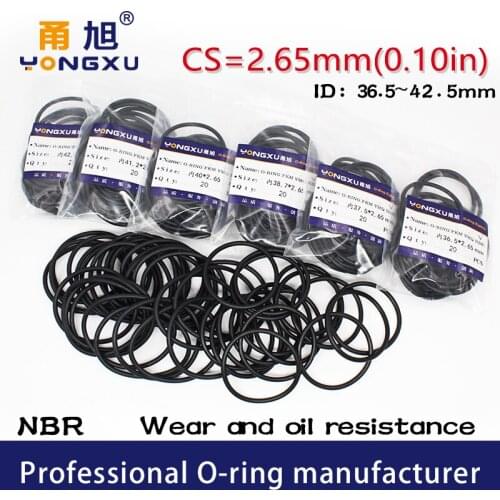10PCS/lot Black NBR Sealing O-Ring CS2.65mm Thickness ID36.5/37.5/38.7/40/41.2/42.5*2.65mm ORing Seal Rubber Gasket Rings Washer