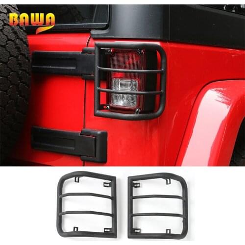 BAWA Car Tail Lamp Cover Metal Rear Light Protector Cover Accessories for Jeep Wrangler JK 2007-2017