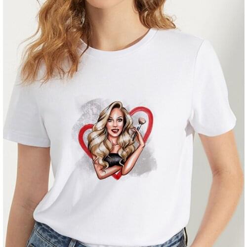 Women 2021 Fashion Beauty Print Casual 90s Short Sleeve T-shirt Harajuku Graphics Summer T shirt Female Clothes Tops Tees Tshirt