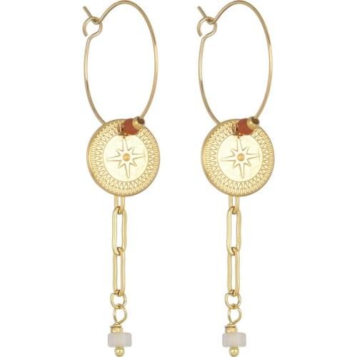 Vintage Handmade Link Chain Long Earrings For Women Stainless Steel Thin Circle Round Star Hoop Earring 2021 Trend Jewelry Gift