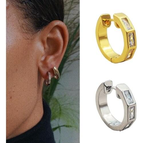 Hoops Earrings womens European and American Round Earrings with Diamond Earrings