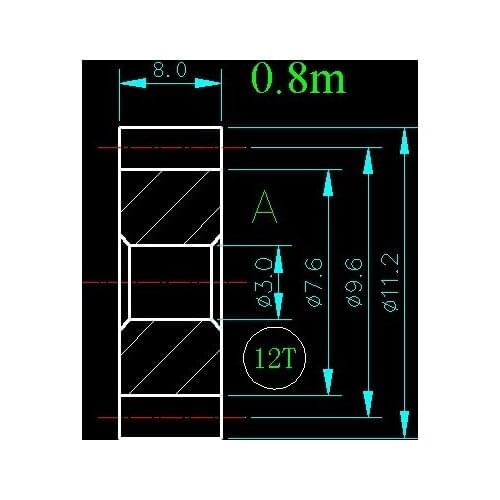 0.8m 12T/Hole 3mm 4mm/width 8mm/For Meat Grinder Parts etc