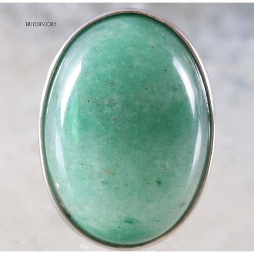1Pcs Jewelry Gift Adjustable Ring For Women Men Natural Stone Oval Bead Green Aventurine Finger Ring Z107