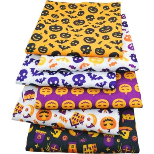16pcs Halloween Cartoon Pumpkin Ghost Pattern Cotton Patchwork Sewing Quilting Fabrics Needlework DIY Cloth Sewing
