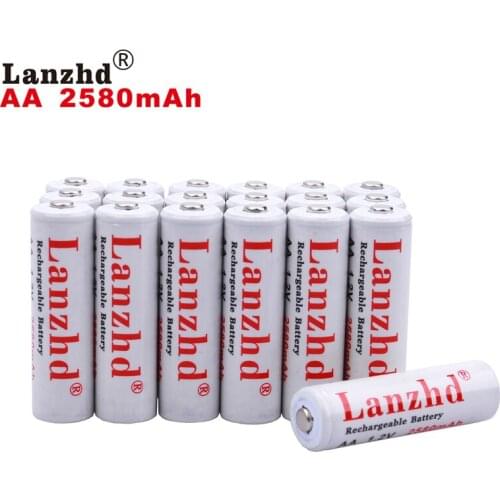 Battery AA 1.2V battery Pro AA 2580mAh 1.2 V NI-MH For flashlight toy preheated rechargeable battery AA real capacity (2-36PCS)