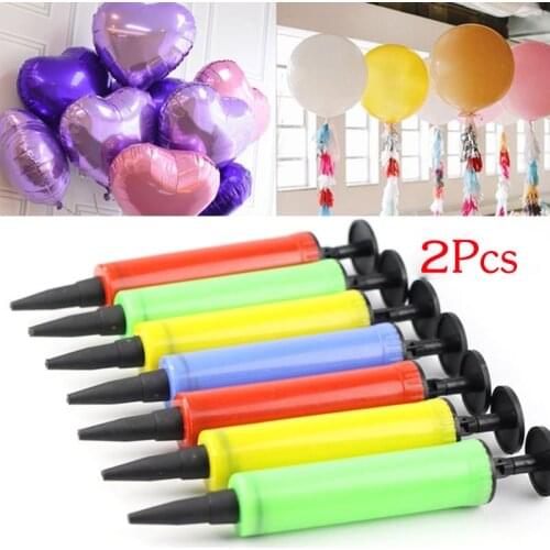 2Pcs Mini Plastic Hand Balloons Pump Portable Hand Push Inflator Air Pump Wedding Valentine Birthday Party Decoration Supplies