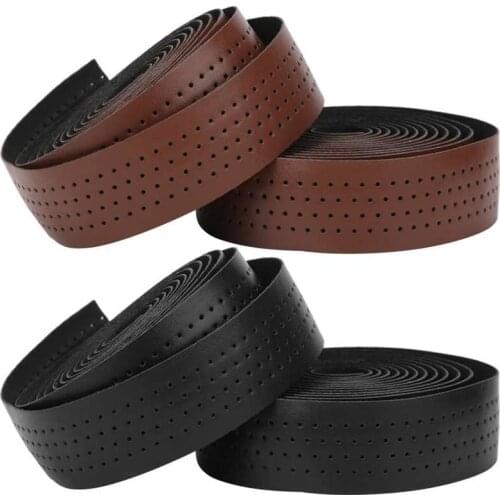 2Pcs Bicycle Handlebar Tape PU Leather+EVA Cycling Handlebar Belt Road Bike Anti-Slip Bar Tape Handlebar Strap with 2 Plug