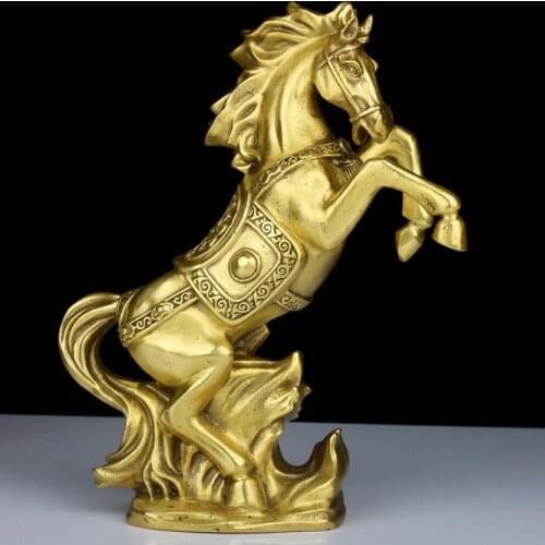 9" China Fengshui Zodiac Year Horse Bronze Statue Figurine Carve Dragon