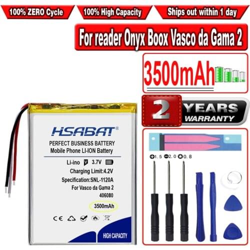 HSABAT 3500mAh 406080 Battery for reader Onyx Boox Vasco da Gama 2 VASCO degam 2