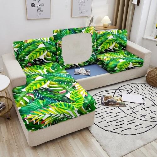 Sofa Seat Cushion Cover Tropical Furniture Protector Sofa Cover Stretch Washable Removable Couch Slipcover funda sofa 1-4 Seater