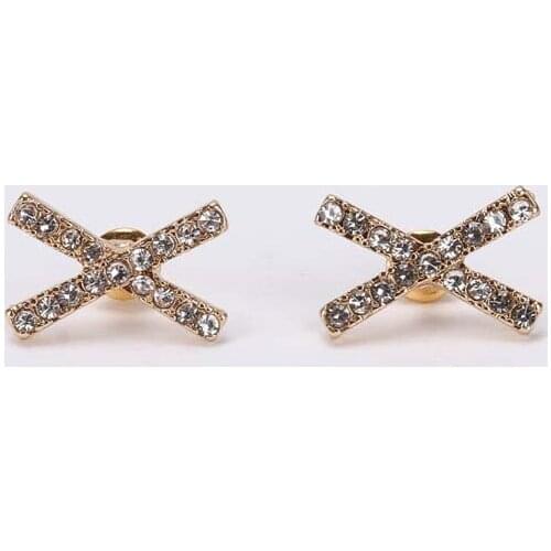 Qingdao Ornament 20 Years New Hot Selling Crystal Earrings Female S925 Silver Needle X Simple Fashion Ear Stud Generation Hair